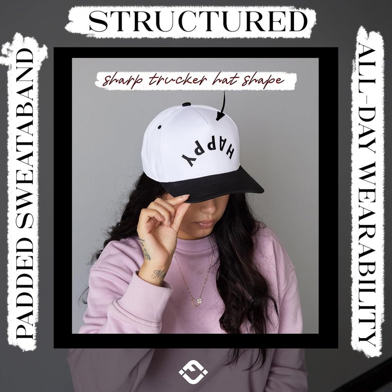 Funky Junque Trucker Hat Women Men 2-Tone Baseball Cap – Vintage Western Style Embroidered Snapback, Premium Cotton Blend - Image 5